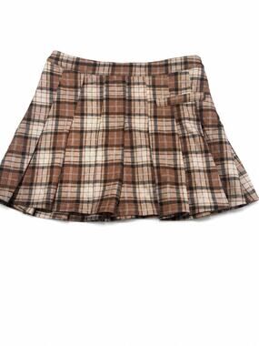 Shane Justin Brown Plaid Pleated Mini Skirt Women’s Preppy Y2K Size Large